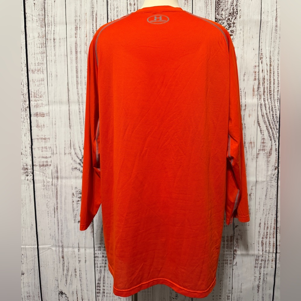 Under Armour Men's Long Sleeve Gray and Orange Tee - Picture 5 of 6